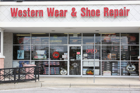 Original Village Western Wear and Shoe Repair storefront on Bonita Lakes Drive